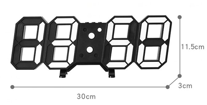 3D Remote Control Black LED Electronic Hung And Can Stand Wall Clock